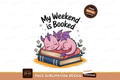 Cute Dragon Sleeping On Books Illustration Product Image 1