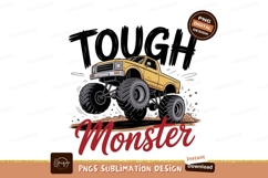Yellow monster truck jumping dirt image Product Image 1