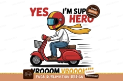 Red scooter rider yellow scarf helmet image Product Image 1