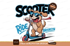 Happy dog riding scooter ride sunglasses Product Image 1