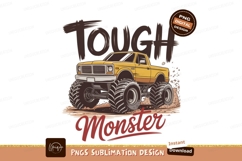 Yellow monster truck driving tires offroad Product Image 1