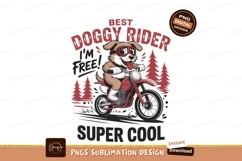 Doggy riding motorcycle through forest trees Product Image 1