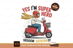 Red scooter rider superhero scarf helmet Product Image 1