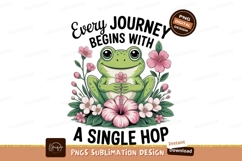 Smiling frog surrounded by pink flowers green leaves Product Image 1