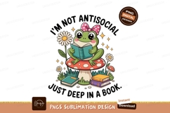 Cute frog reading book on mushroom image Product Image 1
