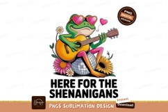 Green frog playing guitar wearing heart sunglasses Product Image 1