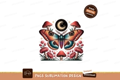 Mystical Moth Moon Flower Mushroom Sublimation Png Product Image 1