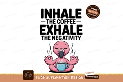 Pink flamingo meditating with coffee bird Product Image 1