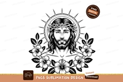 Jesus Christ divine face flowers image Product Image 1