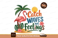 Pink flamingo palm tree tropical beach image Product Image 1