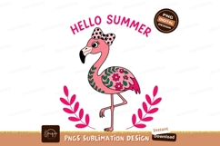 Pink flamingo with floral pattern and bow summer Product Image 1