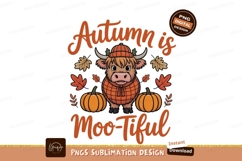 Highland cow autumn festive pumpkin leaves Product Image 1