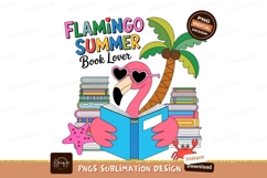 Flamingo reading book under palm tree summer Product Image 1