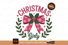 Festive pink floral bow wreath with Christmas text Product Image 1