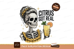 Skeleton woman holding citrus drink yellow Product Image 1