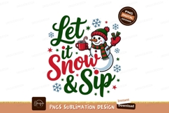 Snowman drinking hot chocolate with festive text christmas Product Image 1