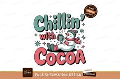 Snowman drinking hot chocolate with festive text winter Product Image 1