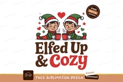 Two elves holding mugs christmas hearts Product Image 1