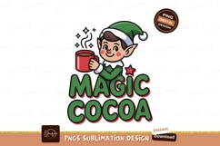 Elf holding mug with magic cocoa text christmas holiday Product Image 1