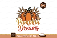 Orange pumpkin with bow and wheat autumn fall Product Image 1