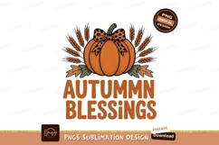 Orange pumpkin leopard bow wheat leaves image Product Image 1