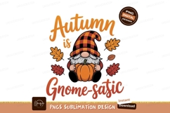 Autumn gnome holding pumpkin fall leaves Product Image 1