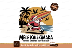 Santa Surfing Mele Kalikimaka Sublimation Png Graphic Product Image 1