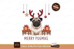 Festive Pug Christmas Holiday Art Design Product Image 1