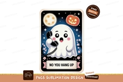 Ghost talking on phone with pumpkin moon stars Product Image 1
