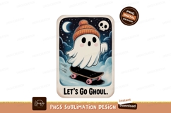 Cute ghost skateboarding night sky moon Product Image 1