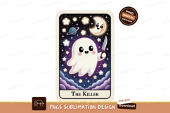 Cute ghost holding knife in starry night moon stars Product Image 1