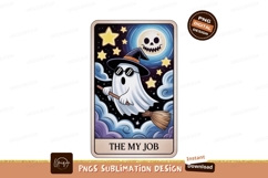 Ghost riding broomstick with moon stars Product Image 1