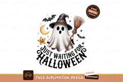 Ghost witch broom moon star bats image Product Image 1