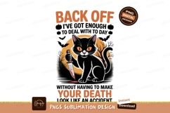 Black cat holding bloody knife Halloween Product Image 1