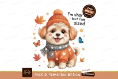 Adorable fluffy dog wearing winter clothes puppy orange Product Image 1