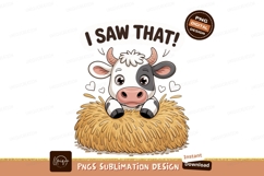 Cute cow peeking from hay hearts speech Product Image 1