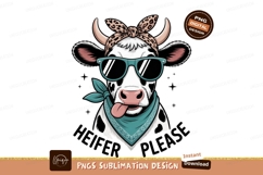 Cool cow wearing bandana sunglasses tongue black Product Image 1