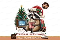 Raccoon watching christmas movie with popcorn tree Product Image 1
