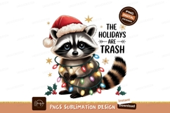 Raccoon wearing Santa hat with festive lights christmas Product Image 1