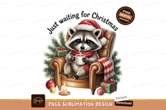 Raccoon cozy Christmas armchair drink scarf Product Image 1