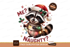 Raccoon wearing Santa hat with Christmas lights image Product Image 1