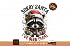 Raccoon wearing Santa hat with Christmas lights image Product Image 1