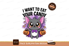 Cute bat holding candy pumpkins halloween Product Image 1