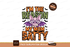 Cute bat wearing heart glasses holding bone halloween Product Image 1