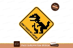 Pixelated dinosaur warning sign yellow Product Image 1