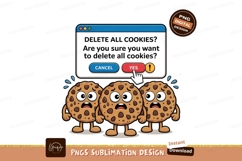 Sad cookies facing deletion warning buttons Product Image 1