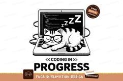 Sleeping cat wearing glasses on laptop code Product Image 1