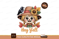 Cute scarecrow sunflower crow autumn leaves image Product Image 1