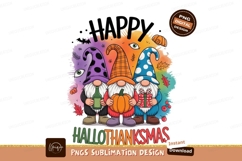 Three gnomes holding gifts and pumpkin halloween thanksgivin Product Image 1