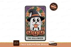 Cute ghost holding pumpkin wearing witch hat halloween Product Image 1